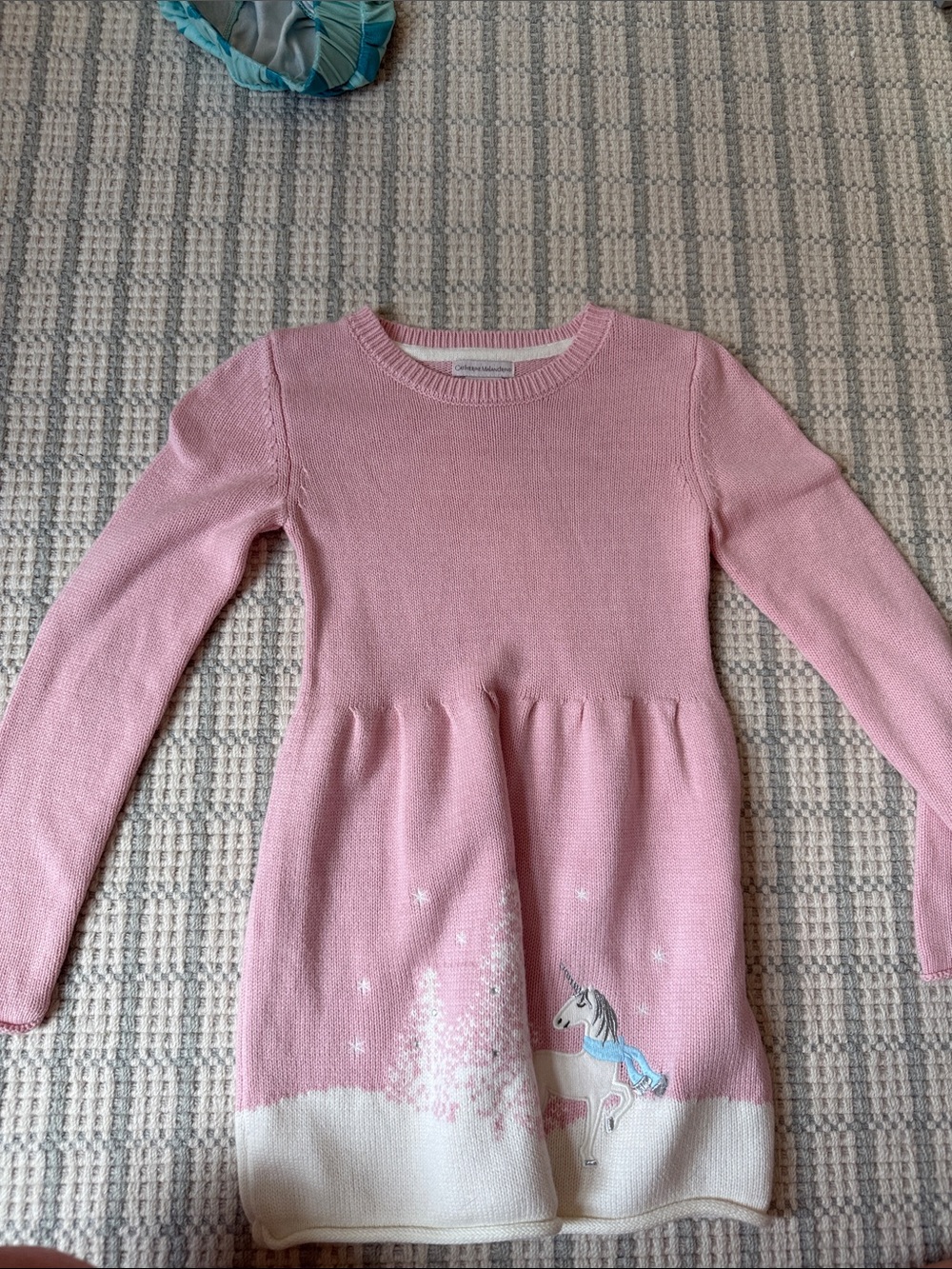 Catherine Malandrino Pink Knit Unicorn Sweater Dress